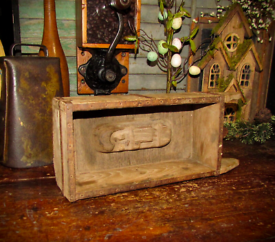 #ad Primitive Vtg Old Rustic Handmade Country Farmhouse Wooden Brick Mold Box LR $14.95