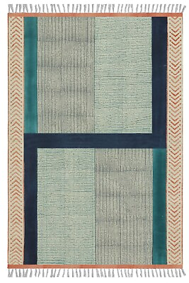 #ad #ad Handmade Cotton Carpets For Bedroom Kitchen Blue Kilim Living Room Area Rug $328.50