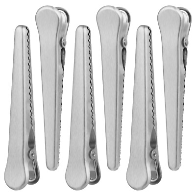#ad 6 Pcs Snack Sealing Clip Kitchen Clips Stainless Steel Metal $7.49