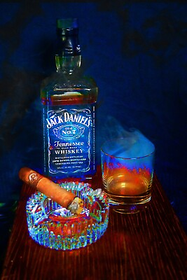 #ad 16 x 24 Jack Daniels Bourbon with Montecristo Cigar Wall Art Painting on Canvas $495.00