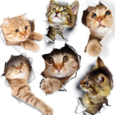 #ad 6PCS 3D Wall Stickers Cats Self Adhesive Kids Wall Decals Removable Vinyl Art M $8.83