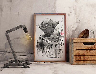 #ad Yoda Mandalorian Canvas Wall Art star wars ART $24.99