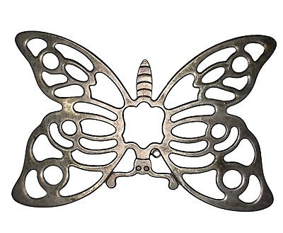 #ad Leonard silverplated Butterfly Decorative Trivet VTG Kitchen Wall Art metal $14.73