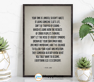 #ad Steve Jobs Poster Your Time is Limited Motivational Quote Inspirational Wall Art $215.60