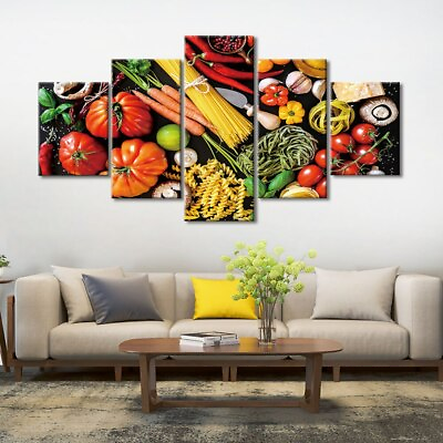 Healthy Colorful Food Poster Noodles Wall Art Kitchen Home Decor 5p Canvas Print $85.54