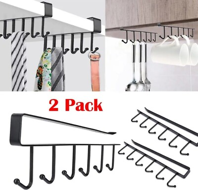 #ad #ad Under Cabinet Hanger Rack 6 Hooks Kitchen Cupboard Storage Cupboard Shelf Hook $9.99