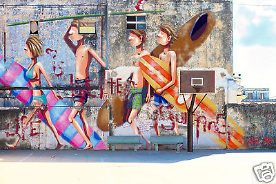 #ad 59quot; x 36quot; canvas street art beach surfing Australia surf Print by andy baker COA AU $179.10