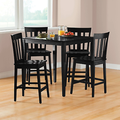 #ad 5 Piece Mission Style Counter Height Dining Set Black Color for Kitchen and Din $310.53
