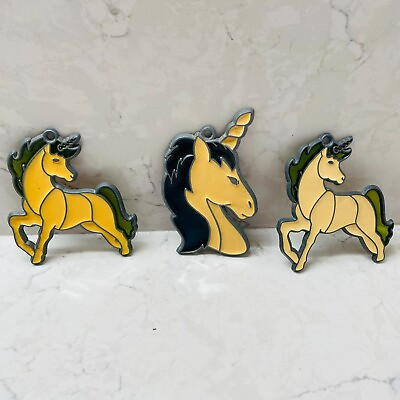 #ad Vintage Home Decor Collectible Stained Glass Unicorn Window Suncatcher Lot of 3 $10.54