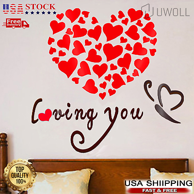#ad #ad 3D Love Rose Heart Wall Murals for Living Room Bedroom Decal Stickers DIY Decor $9.59