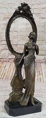 #ad Art Deco Bronze Metal Picture Frame Sculpture Flapper Girl Figurative Original $199.50