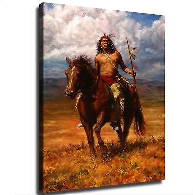 #ad Native American Indian Poster Wall Art Decor CANVAS WALL ART FRAMED $27.90