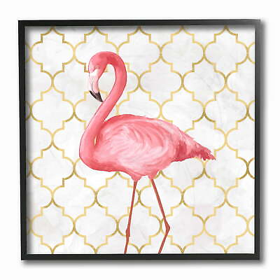 #ad Flamingo Animal Pink Gold Pattern Design Framed Wall Art $22.56