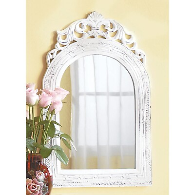 #ad White Distressed Wood Mirror Vintage Style Windowpane Bathroom Home Wall Decor $46.69