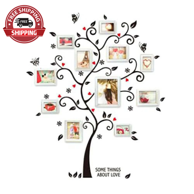 #ad Black Family Tree Wall Decal Sticker Large Vinyl Photo Picture Frame Removable $14.47