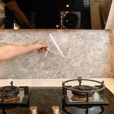 #ad Kitchen Backsplash Wall Protector Transparent Kitchen Oil Proof Sticker Self ... $15.71