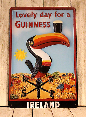 #ad Guinness Beer Tin Sign Metal Ireland Bar Irish Pub Vintage Rustic Look Toucan $11.97
