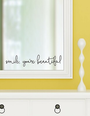 #ad SMILE YOU#x27;RE BEAUTIFUL vinyl wall decal sticker bathroom decor tub home mirror 2 $13.95