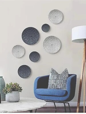 #ad Silver and Grey Wall Decor for Living Room 7PCS Metal Silver and Dark Grey $79.00
