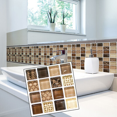 18 72X Mosaic Self adhesive Bathroom Kitchen Decor Home Wall 3D Tile Sticker DIY $9.99