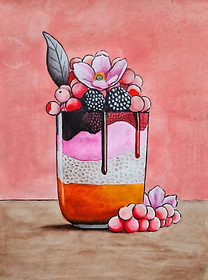 #ad Fruit cocktail Painting Kitchen Art Kitchen Wall Art Original Watercolor Art $23.00