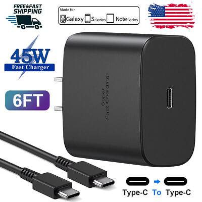 #ad 45W Type C USB C Super Fast Wall PD Charger Cable For Samsung Galaxy S20 S21 S23 $4.99