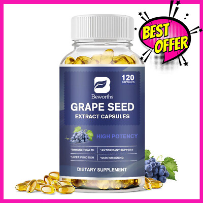 #ad Grape Seed Extract Capsules 20000 Mg Skin WhiteningImmune Health 120 Pills $11.55