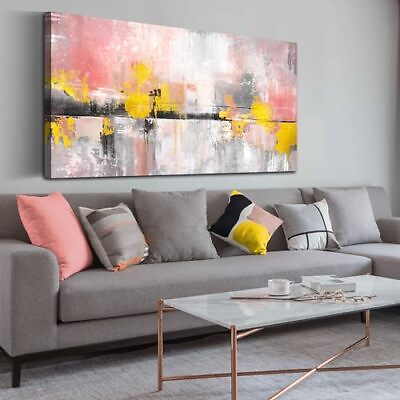 #ad Large Abstract Wall Art Bedroom Pink Wall Decor Gold Wall Art for Living Room... $87.91