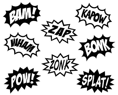 #ad COMIC SPLASHES SUPERHERO CARTOON Kids Vinyl Wall Art Decal Lettering Words $13.81
