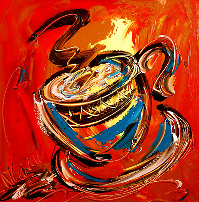 COFFEE LARGE ART expressionist Abstract Modern Original Oil Painting REHRTRH $103.20