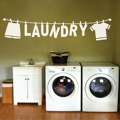 #ad Laundry Wall Decal Fun Clothes Wording Wall Vinyl Laundry Room Wash Art 15m $99.00