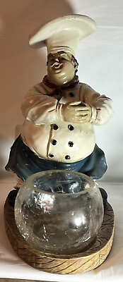 #ad Vintage Chef Figure. Candle Holder. Chubby Chef. Kitchen Decor $9.95