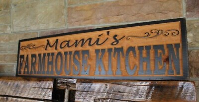 #ad Custom Farmhouse Kitchen Sign Carved Wooden Sign Rustic Country Home Décor $233.00