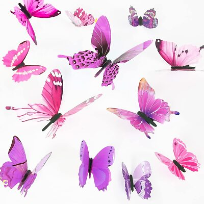 #ad 48 PCS Butterfly Wall Decor for Wall 3D Butterflies Wall Decals Stickers Home... $16.99