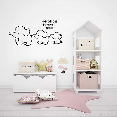 #ad Brave Quote Elephant Animal Wall Art Stickers for Kids Home Room Decals $24.50