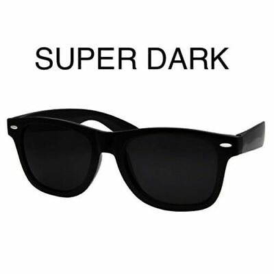 #ad Wayfare Style Sunglasses Black Super Dark Lens Classic 80s Retro Vintage 100%UV $9.99
