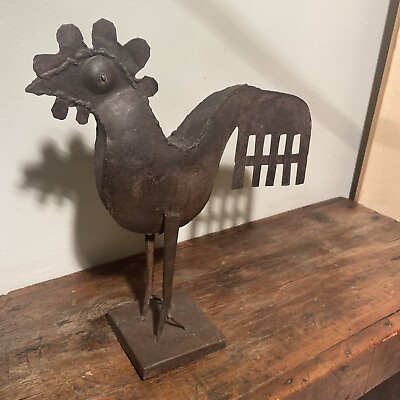 #ad #ad VINTAGE METAL FOLK ART OF CHICKEN ROOSTER NICE COUNTRY HOME DECOR $55.00