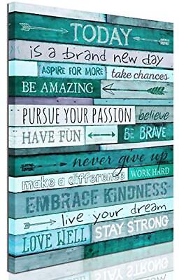 #ad Inspirational Wall Art Quotes Office Teal Decor For Bedroom Word Artwork ... $24.92