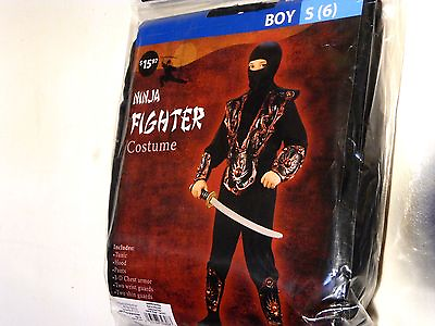 Childs Boy size 6 M Black amp; Red Ninja 3D Fighter Halloween Costume Decoration $7.98