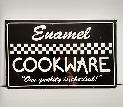 #ad Rustic Retro Vintage Enamel Cookware Kitchen Home MCM Style Tin Metal Sign 16x10 $18.99
