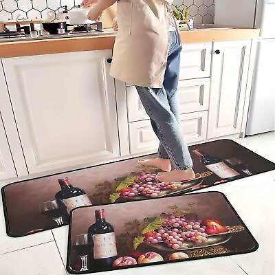 #ad Wine Themed Kitchen Rugs and Mats Non Skid Washable 17x4717x30 Color 63 $42.29