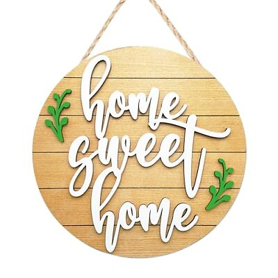 #ad Home Sweet Home Sign Rustic Wall Decor Country Farmhouse Wall Round Wood Abov... $18.29