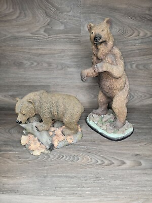 #ad Bear Sculpture Figurine Statue Large Wild Life Man Cave Hunting Vintage Lot 2 $42.89