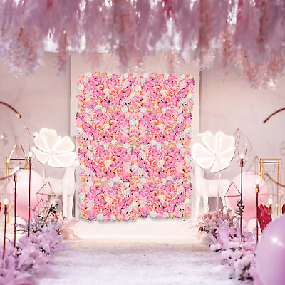 #ad 4 PCs Pink 3D Flower Wall Decor Wedding Party Backdrop Silk Flowers Wall Panel $54.00