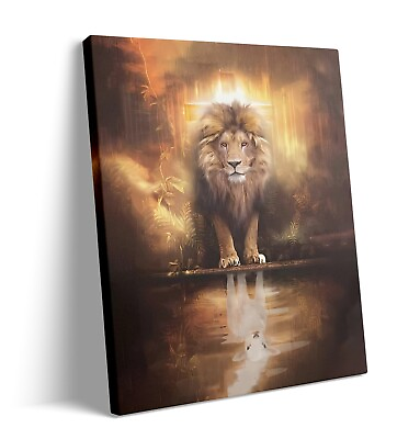 #ad Lion Lamb Canvas Wall Art Jesus Christian Wall Decor Religious Home Decor $27.99
