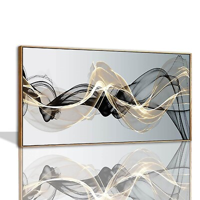 #ad Abstract Wall Art for Living Room Black and Gold Bedroom Wall Decor Above Bed... $325.38