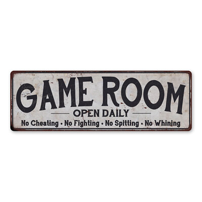 #ad Game Room Sign Vintage Decor Wall Signs Gameroom Rustic Plaque 106180091035 $50.95