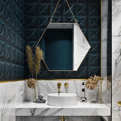 #ad Wall Mount Mirror Hanging Mirror Bathroom Bedroom Hexagonal Makeup Mirror New $21.00