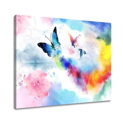 #ad Butterfly Picture Canvas Wall Art Pink Panting for Bathroom Decor with Framed $14.16