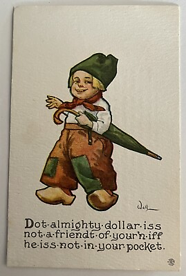 #ad Bernhard Wall Dollar Is No Friend If He Not In Your Pocket c1912 Sample Postcard $3.99
